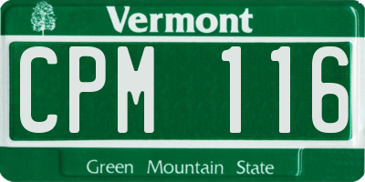 VT license plate CPM116