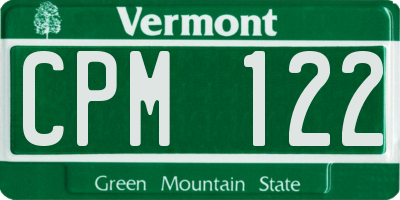VT license plate CPM122