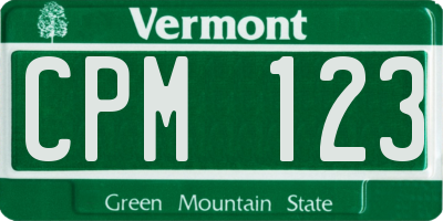 VT license plate CPM123