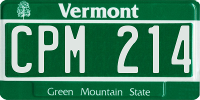 VT license plate CPM214