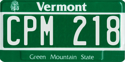VT license plate CPM218