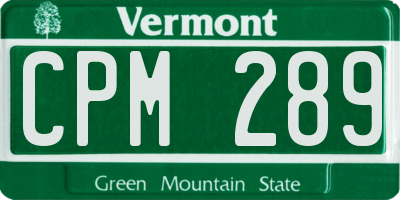 VT license plate CPM289