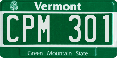 VT license plate CPM301