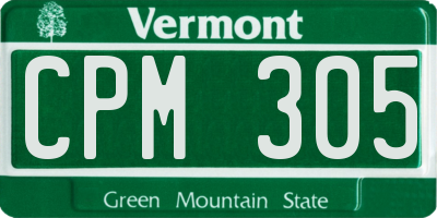 VT license plate CPM305