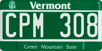 VT license plate CPM308