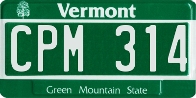 VT license plate CPM314