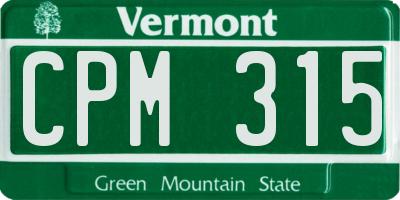 VT license plate CPM315