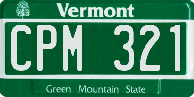 VT license plate CPM321