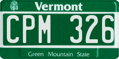 VT license plate CPM326