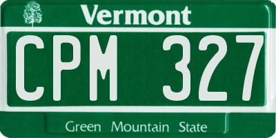 VT license plate CPM327