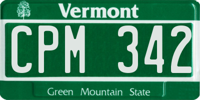 VT license plate CPM342