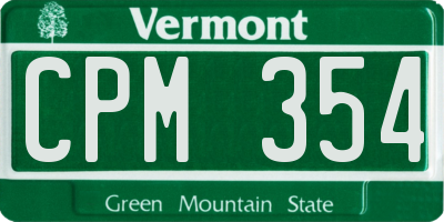 VT license plate CPM354