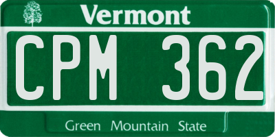 VT license plate CPM362