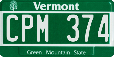 VT license plate CPM374