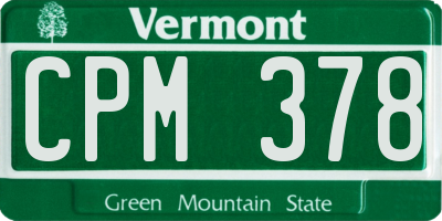 VT license plate CPM378
