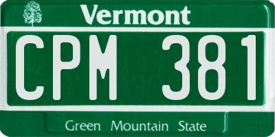 VT license plate CPM381