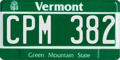 VT license plate CPM382