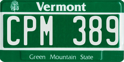 VT license plate CPM389