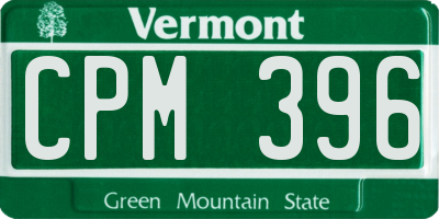 VT license plate CPM396