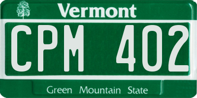 VT license plate CPM402