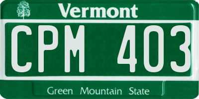 VT license plate CPM403