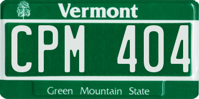 VT license plate CPM404