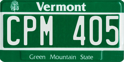 VT license plate CPM405