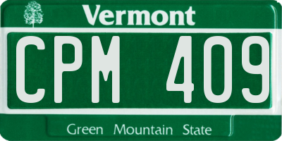 VT license plate CPM409