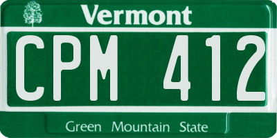 VT license plate CPM412