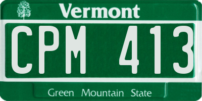 VT license plate CPM413