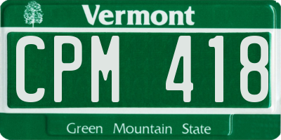 VT license plate CPM418