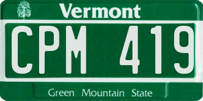 VT license plate CPM419