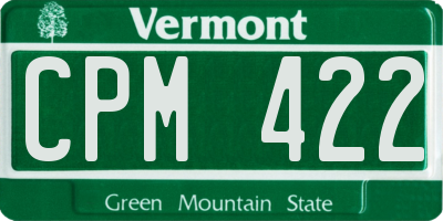 VT license plate CPM422