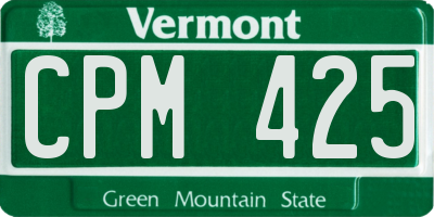 VT license plate CPM425