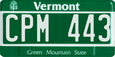 VT license plate CPM443