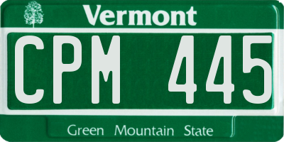 VT license plate CPM445