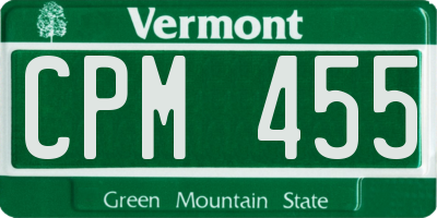 VT license plate CPM455