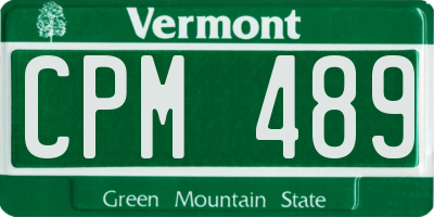 VT license plate CPM489