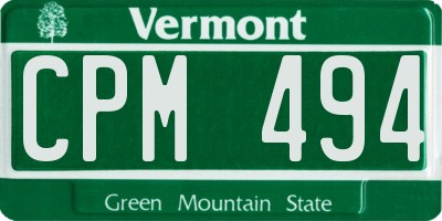 VT license plate CPM494