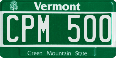 VT license plate CPM500