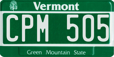 VT license plate CPM505