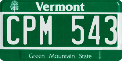 VT license plate CPM543