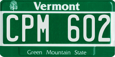 VT license plate CPM602