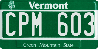 VT license plate CPM603