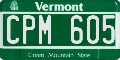 VT license plate CPM605