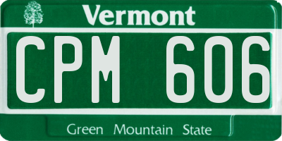 VT license plate CPM606