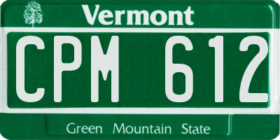 VT license plate CPM612