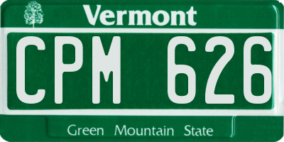 VT license plate CPM626