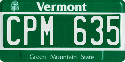 VT license plate CPM635