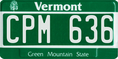 VT license plate CPM636